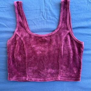 Velvet Sleeveless Crop Top - Purple/Garnet